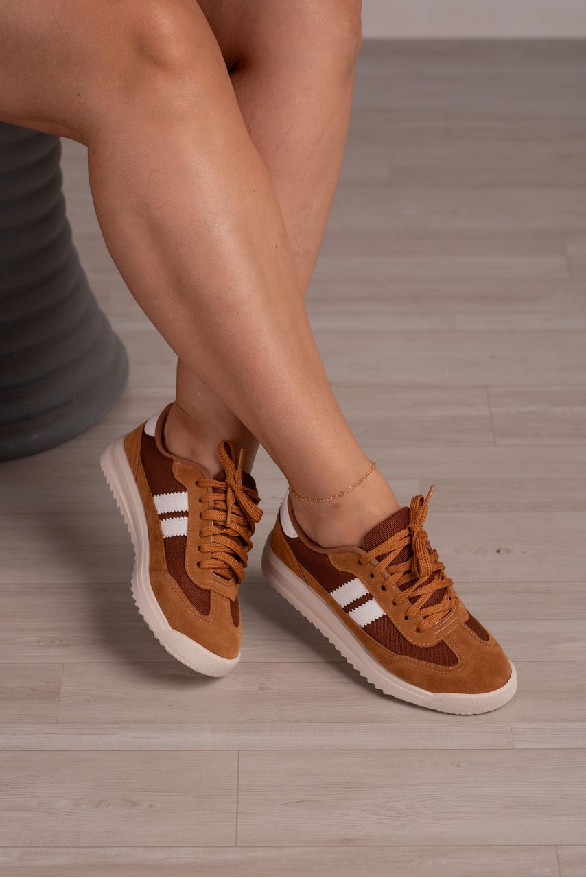 Tênis 2 Faixas Camurça_3105- Caramelo - CATALOGO DE MODELOS