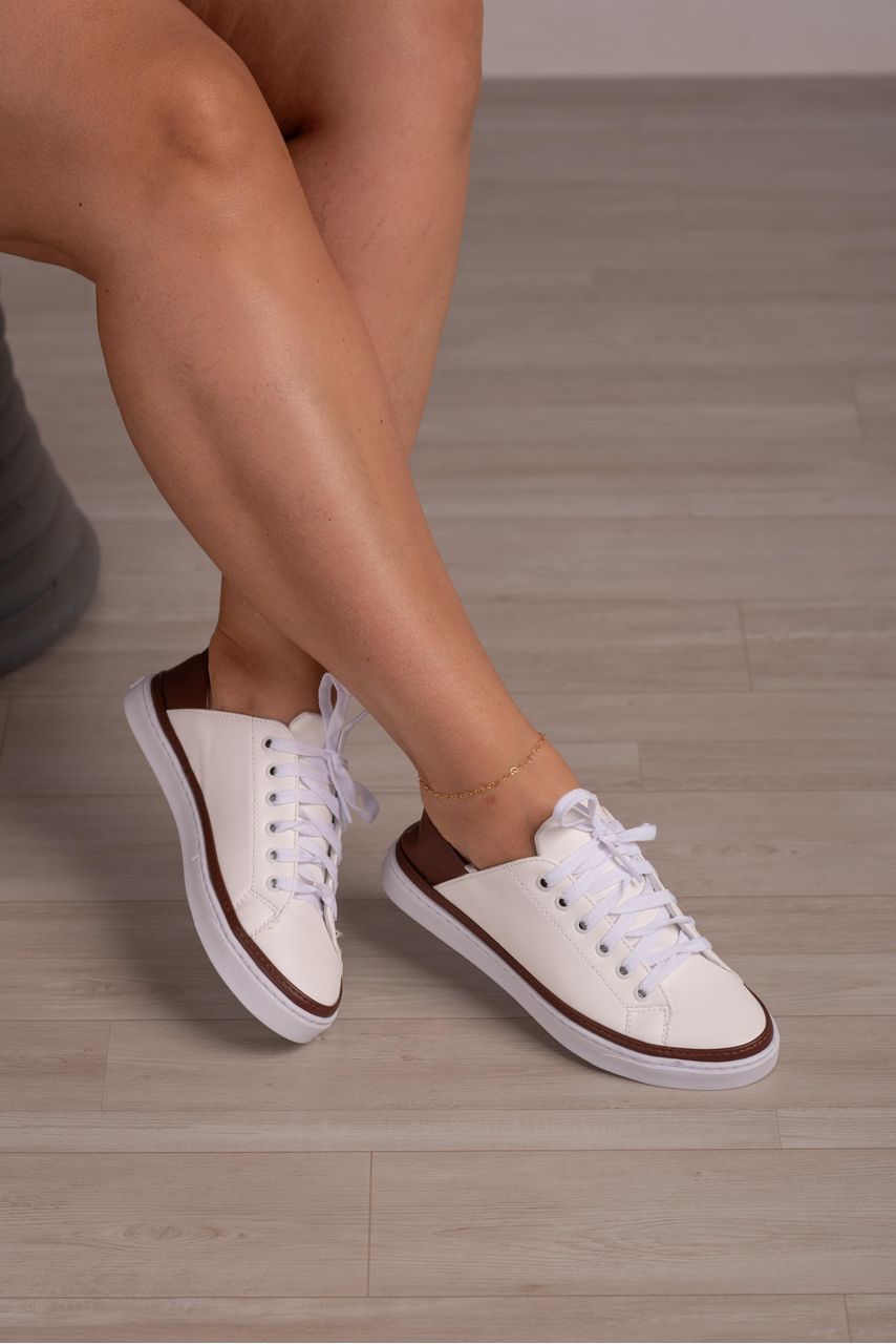 Tênis (Duas formas de uso)_3110- Branco/ Marrom - CATALOGO DE MODELOS