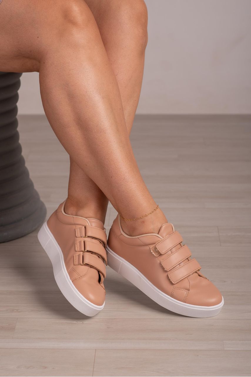 Tênis Velcro Mega Confortável_3114- Nude - CATALOGO DE MODELOS