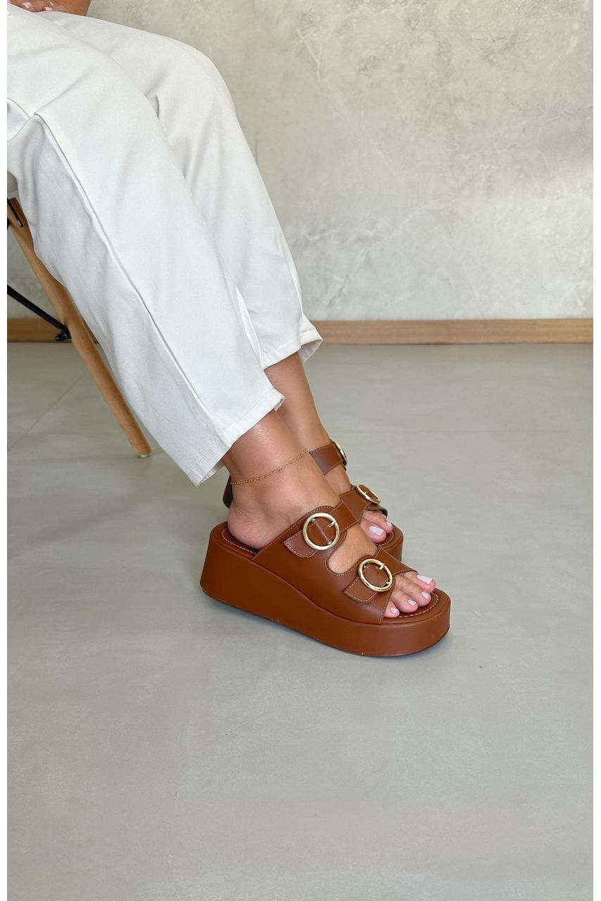 Anabela Fivela Redonda 6 cm_3188- Marrom - CATALOGO DE MODELOS