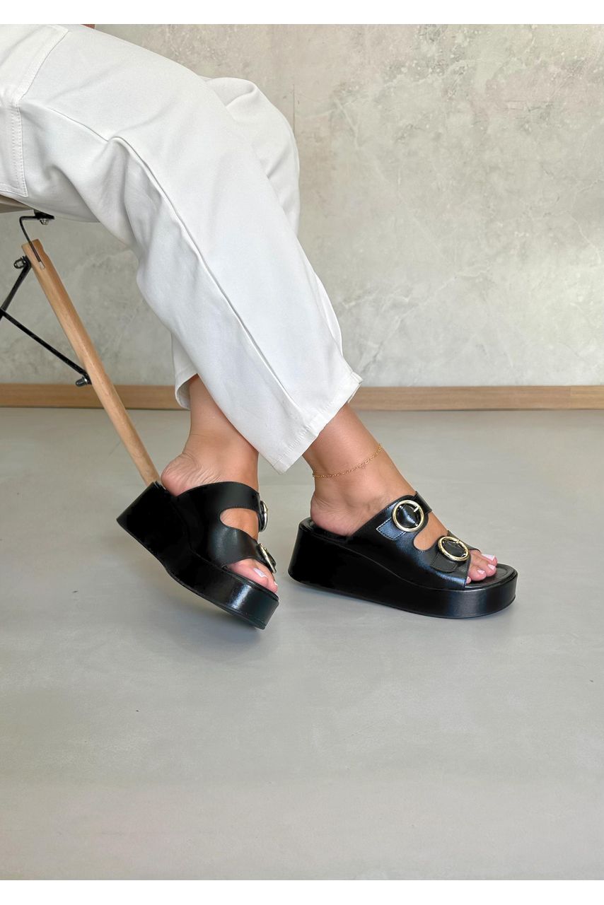 Anabela Fivela Redonda 6 cm_3188- Preto - CATALOGO DE MODELOS