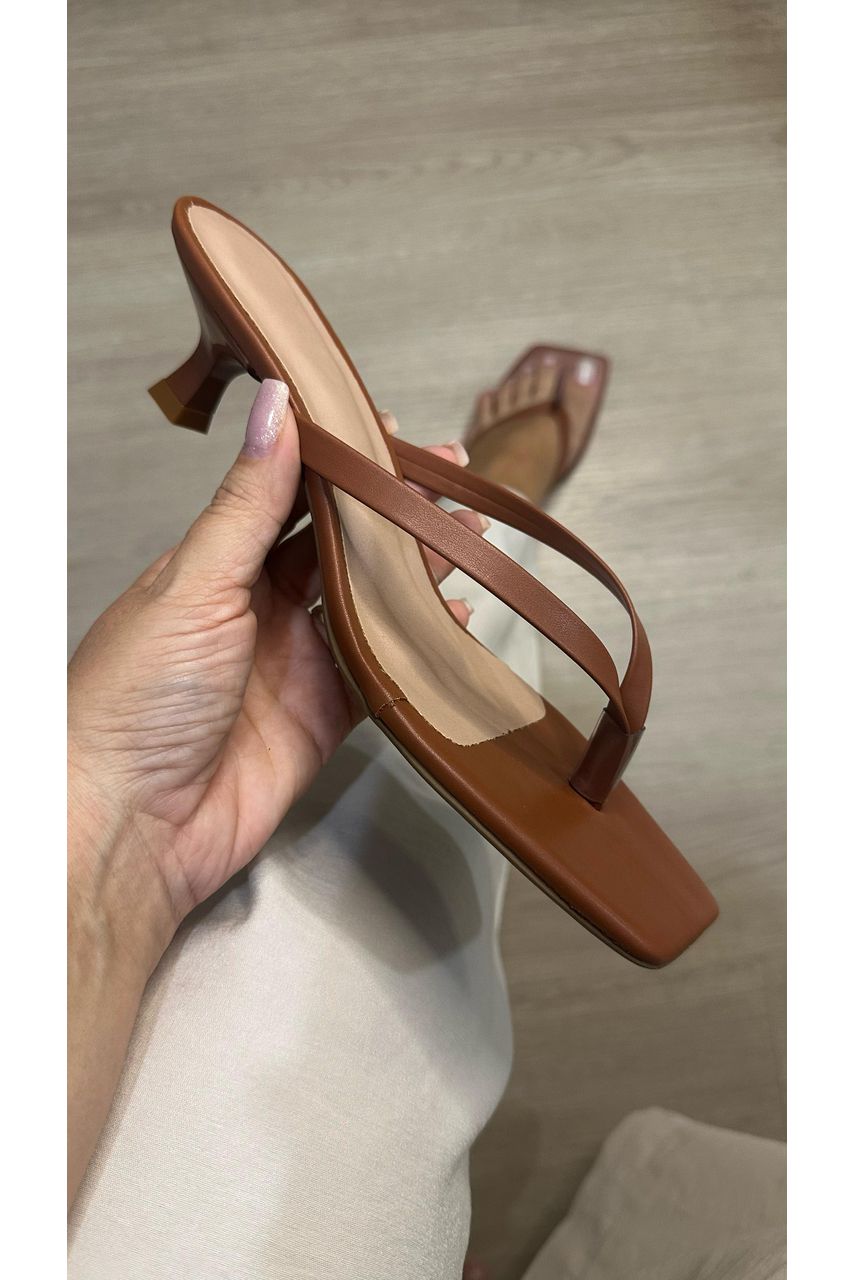 Tamanco Feminino Tiras 6 cm_3208- Caramelo - CATALOGO DE MODELOS