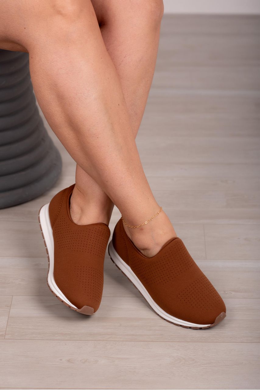 Tênis Slip On Tecido_3219- Caramelo - CATALOGO DE MODELOS