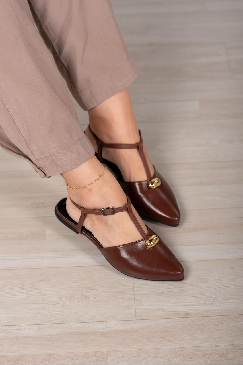 Sapatilha Slingback Peça_3246- Marrom - CATALOGO DE MODELOS