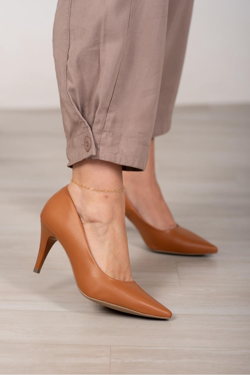 Scarpin Básico Liso 8cm_3257- Caramelo - CATALOGO DE MODELOS