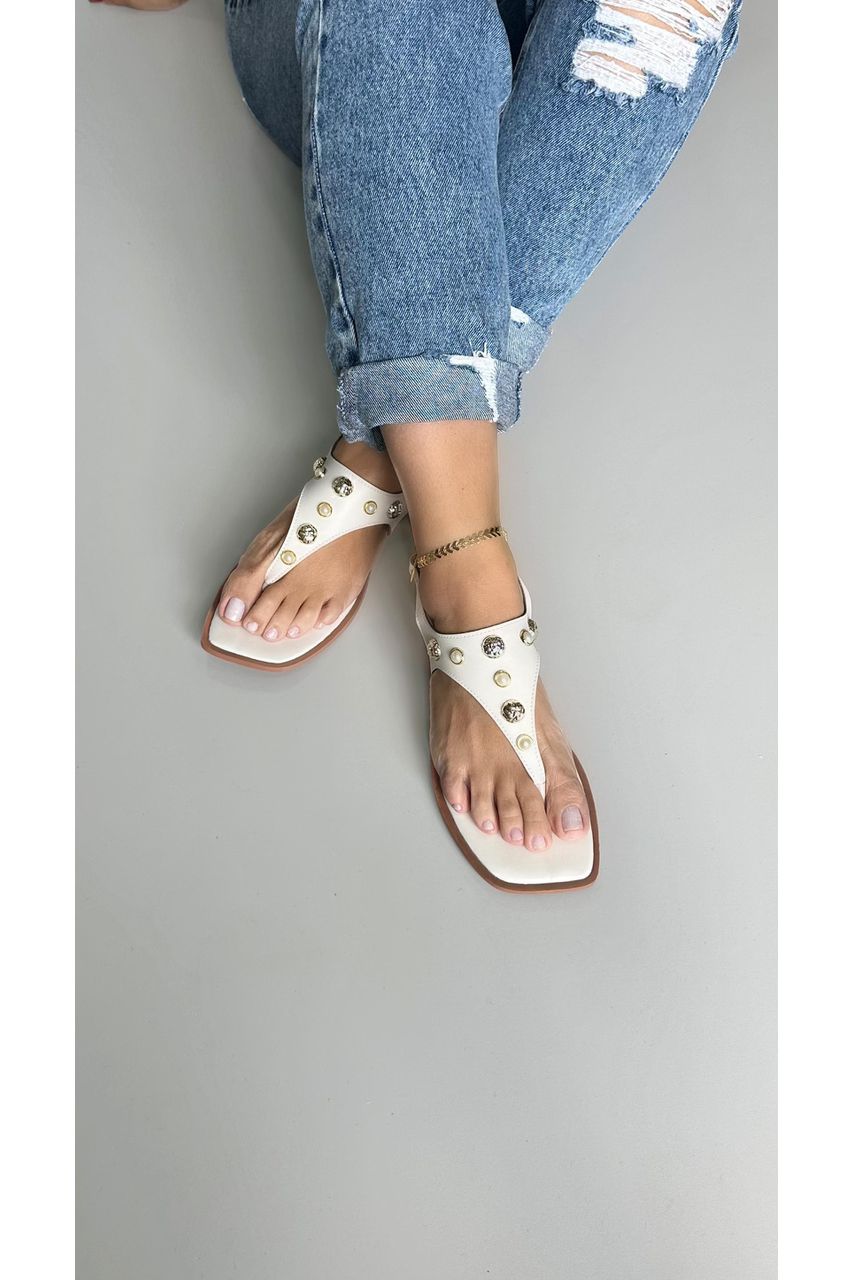 Sandália Rasteira Dedo Peças_3321- Branco - CATALOGO DE MODELOS