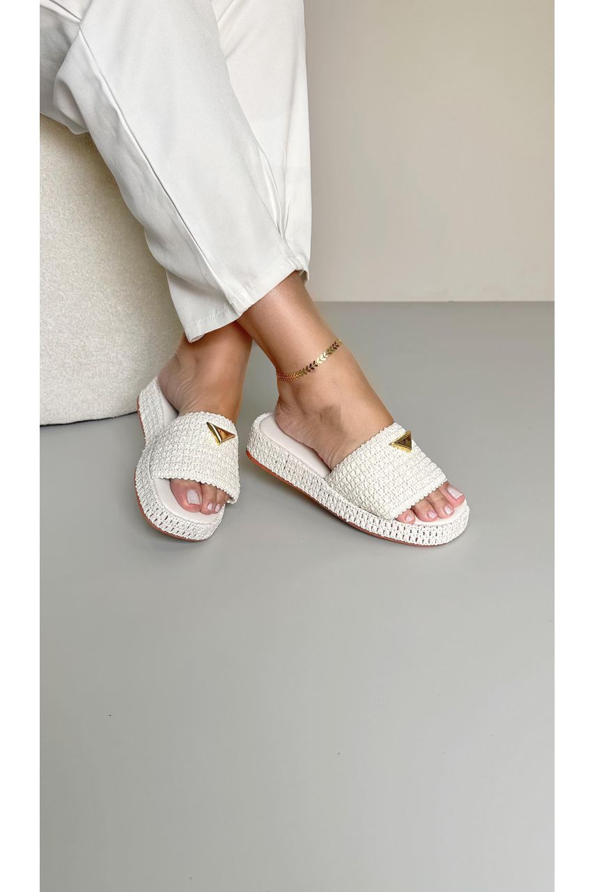 Sandália Flat Trama_3339- Branco - CATALOGO DE MODELOS