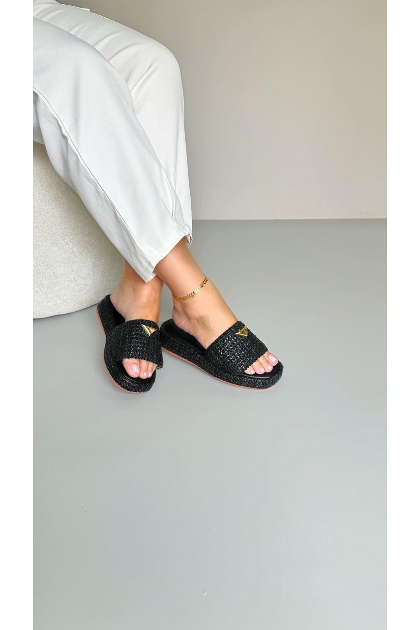 Sandália Flat Trama_3339- Preto - CATALOGO DE MODELOS