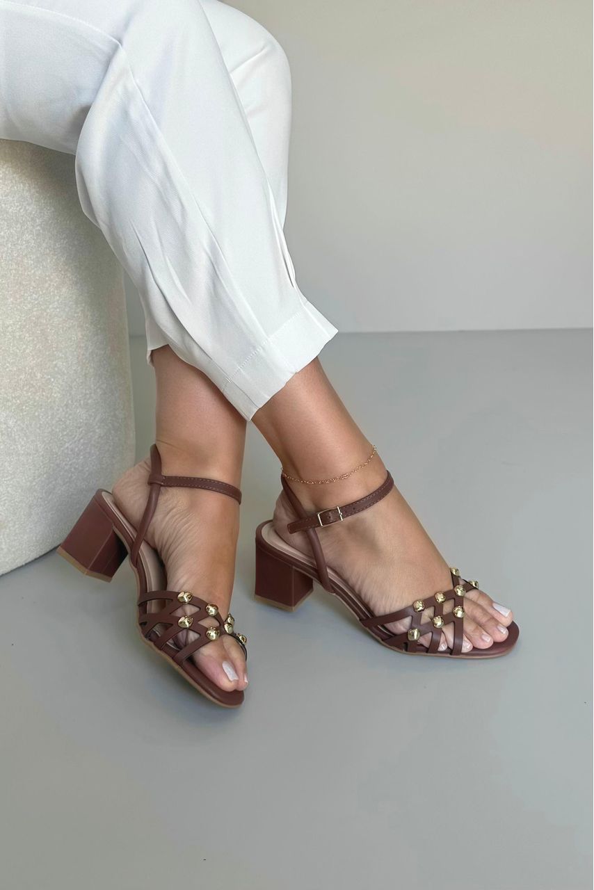 Sandália Pingos Laser 6 cm_3343- Marrom - CATALOGO DE MODELOS