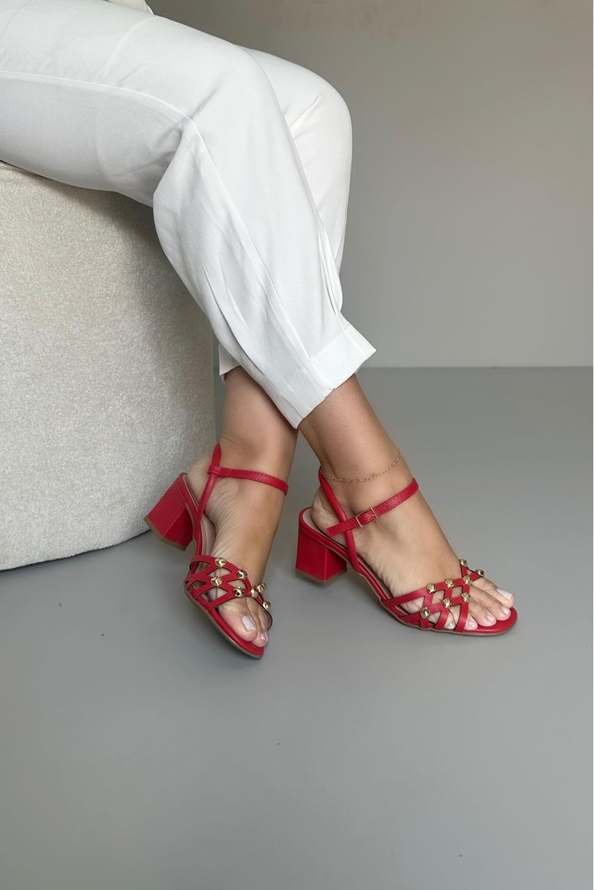 Sandália Pingos Laser 6 cm_3343- Vermelho - CATALOGO DE MODELOS