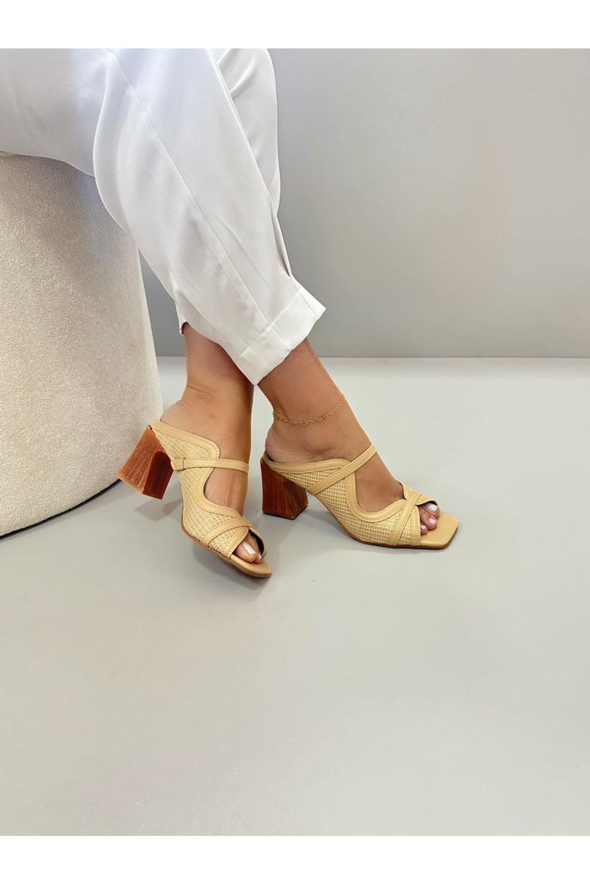 Tamanco Salto Amadeirado 7cm_3387- Nude - CATALOGO DE MODELOS