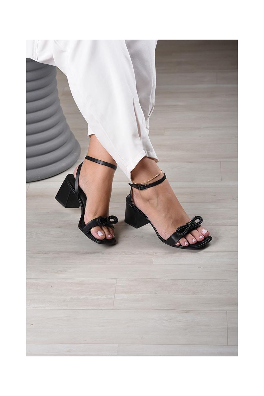 Sandália Faixa Laço 7 cm_519- Preto - CATALOGO DE MODELOS