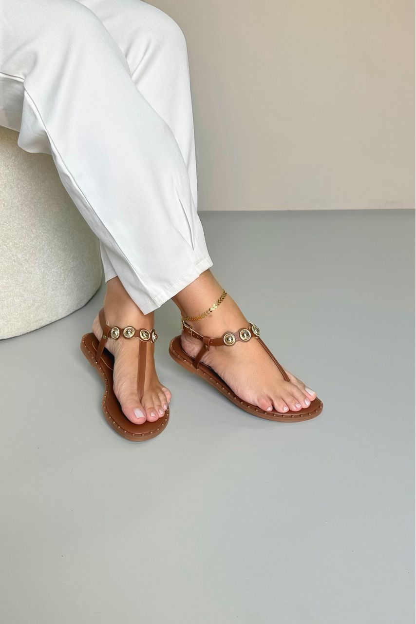 Sandália Rasteira Dedo Medalha_729- Marrom - CATALOGO DE MODELOS