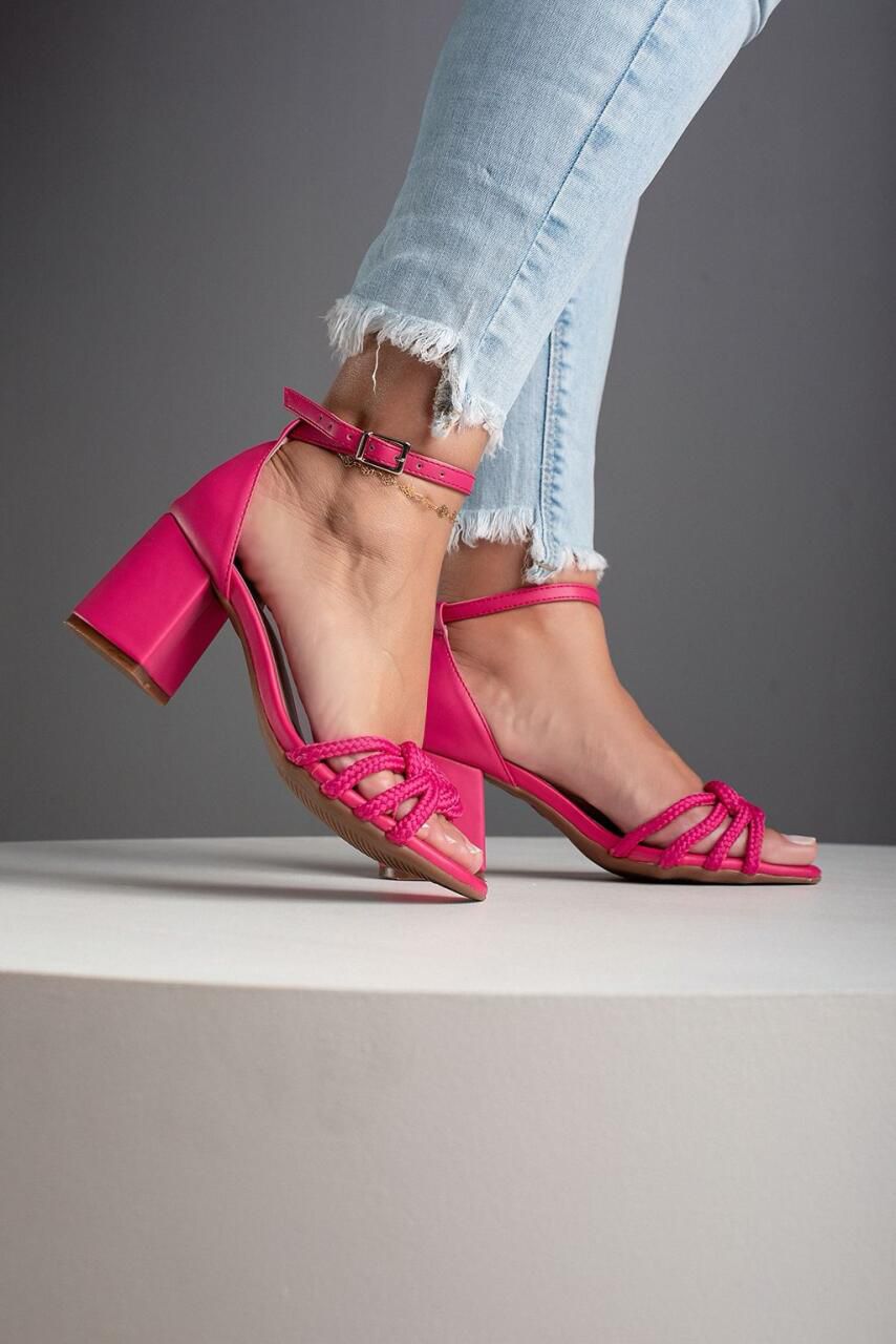 SANDÁLIA SALTO BLOCO CORDA TRANÇA 8CM_1877 - ROSA - CATALOGO DE MODELOS