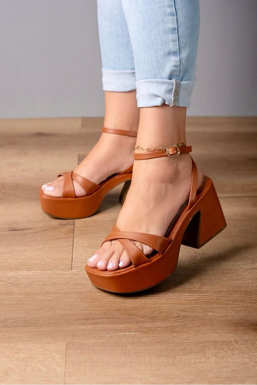 SANDÁLIA MEIA PATA SUPER LEVE 8CM_1901 - CARAMELO - CATALOGO DE MODELOS