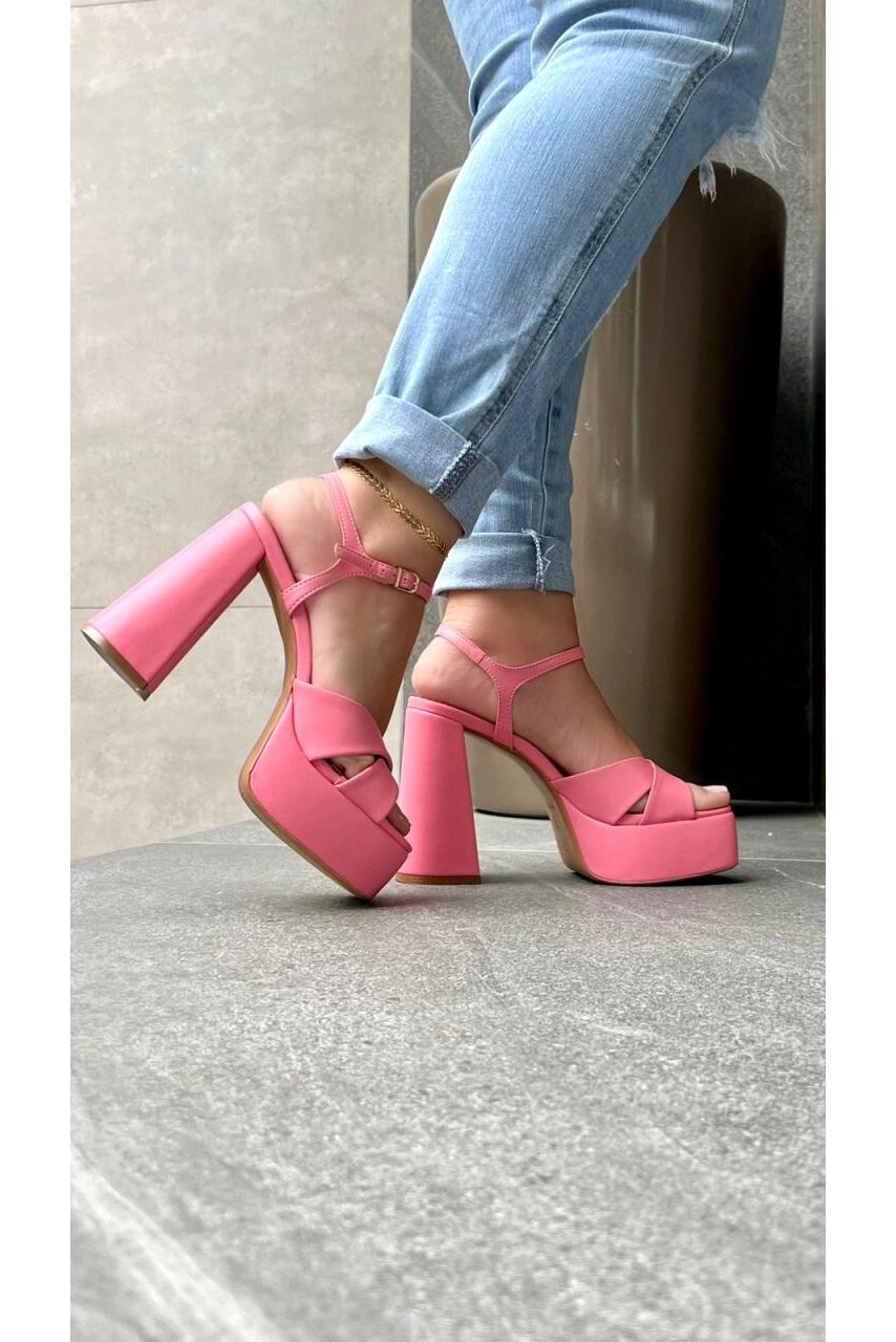 SANDÁLIA MEIA PATA TIRAS CRUZADAS 12CM_1580 - ROSA - CATALOGO DE MODELOS