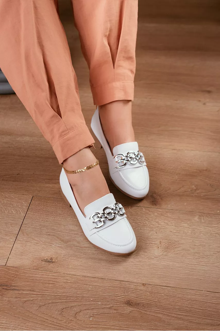 Mocassim Loafer Corrente Luxo_109- Branco - CATALOGO DE MODELOS