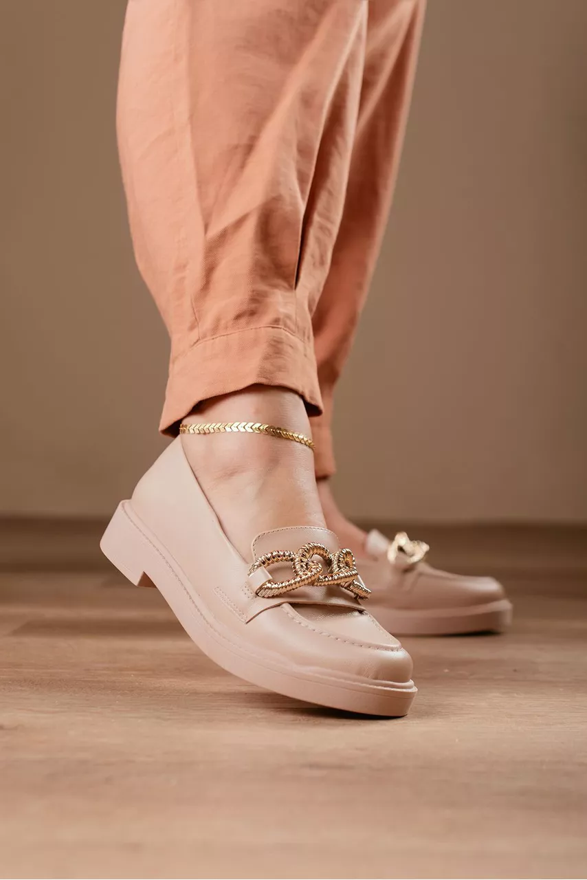 Mocassim Loafer Corrente 3 elos_112- Amêndoa - CATALOGO DE MODELOS