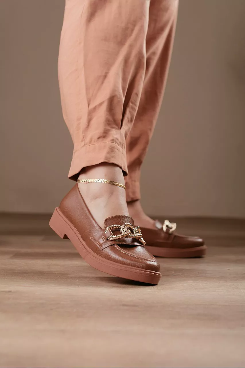 Mocassim Loafer Corrente 3 elos_112- Caramelo - CATALOGO DE MODELOS