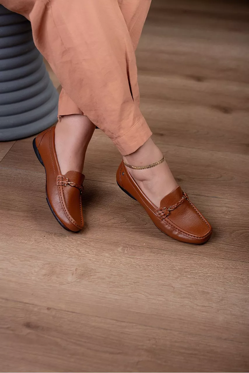 Mocassim Luxo Em Couro Legítimo Tresse_299- Carame... - CATALOGO DE MODELOS