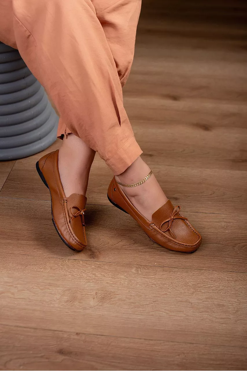 Mocassim Luxo Em Couro Legítimo Laço_301- Caramelo... - CATALOGO DE MODELOS
