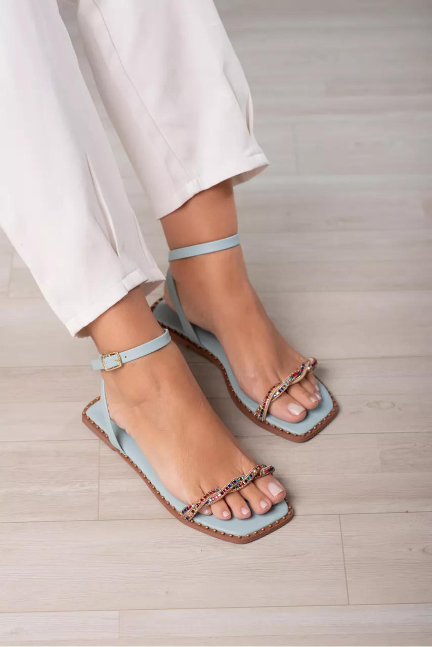 Sandália Rasteira Ladrilho Color_3023- Azul - CATALOGO DE MODELOS