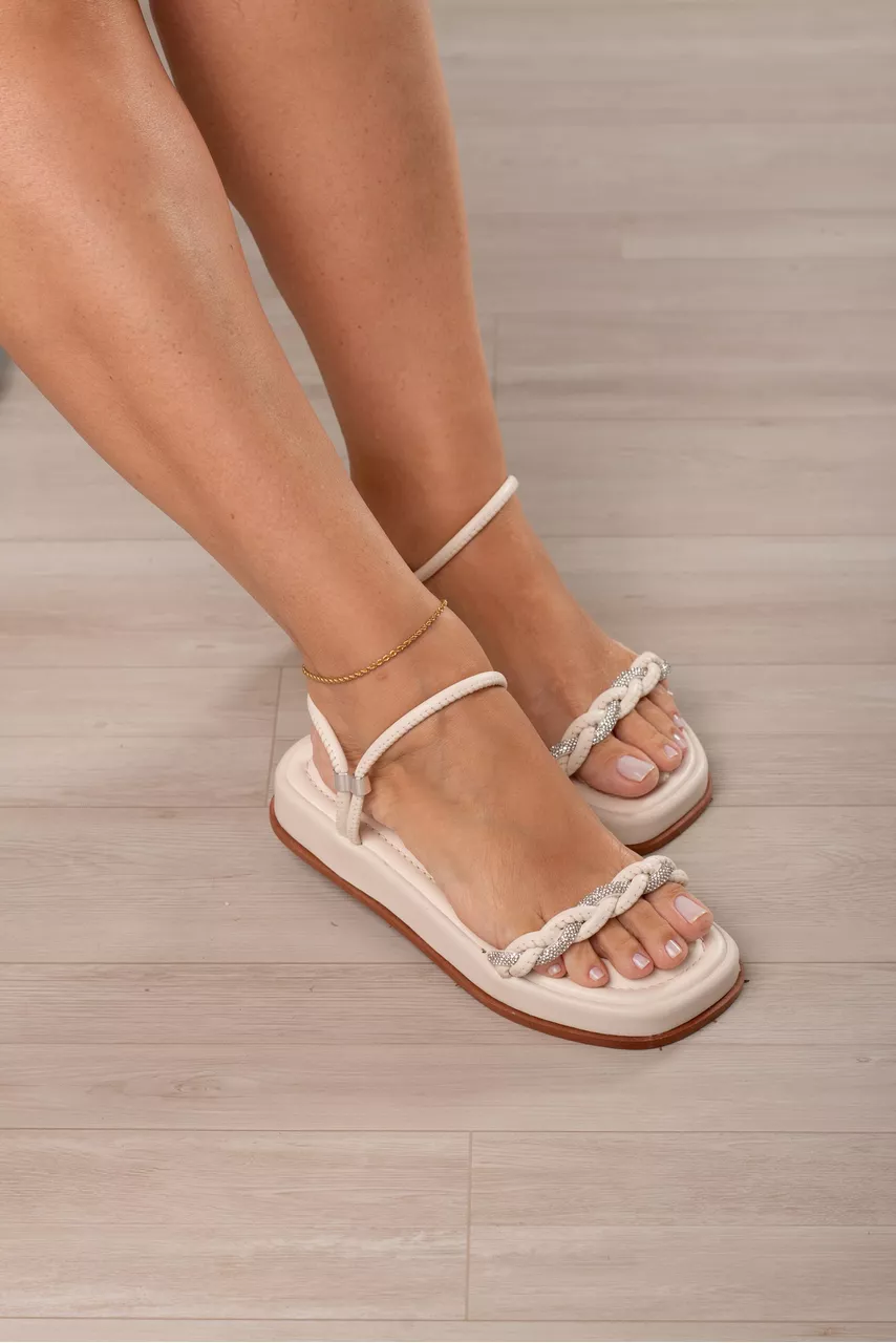 Sandália Flat Regulagem Tira Torcida Strass_3052- ... - CATALOGO DE MODELOS