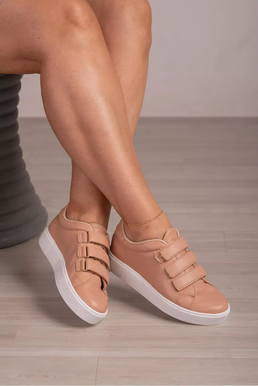 Tênis Velcro Mega Confortável_3114- Nude - CATALOGO DE MODELOS