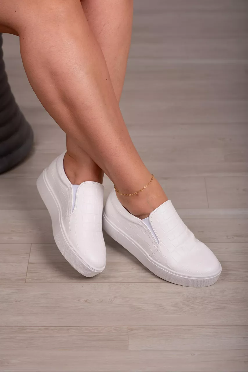 Tênis Slip On Croco_3194- Branco - CATALOGO DE MODELOS