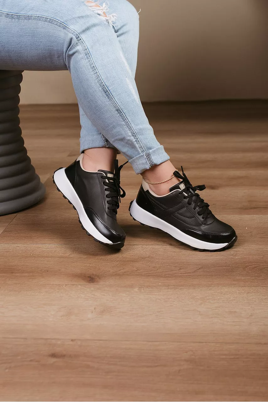 Tênis Solado Baixo Detalhe_327- Preto - CATALOGO DE MODELOS