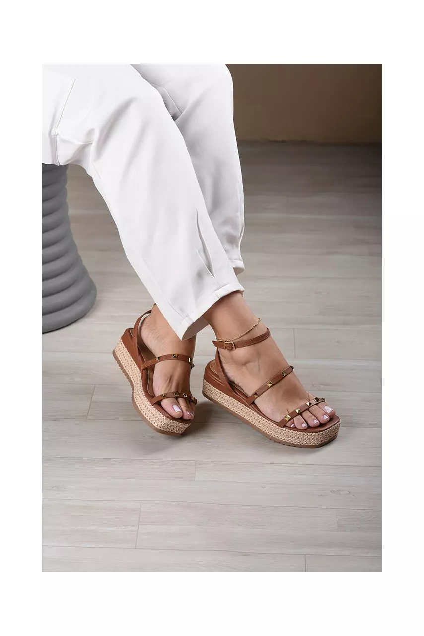 Anabela Solado Corda Pirâmide 5 cm_492- Caramelo - CATALOGO DE MODELOS