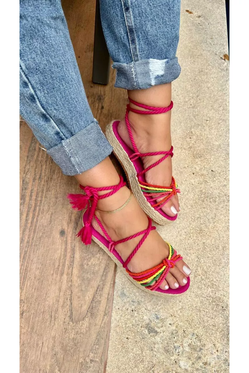 SANDÁLIA FLATFORM CORDAS DE AMARRAR_1712 - PINK - CATALOGO DE MODELOS
