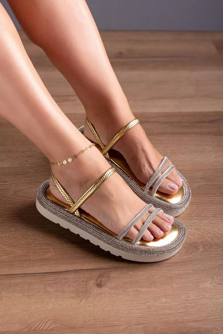 SANDÁLIA LUXO TIRA ELASTICO_1934 - OURO - CATALOGO DE MODELOS