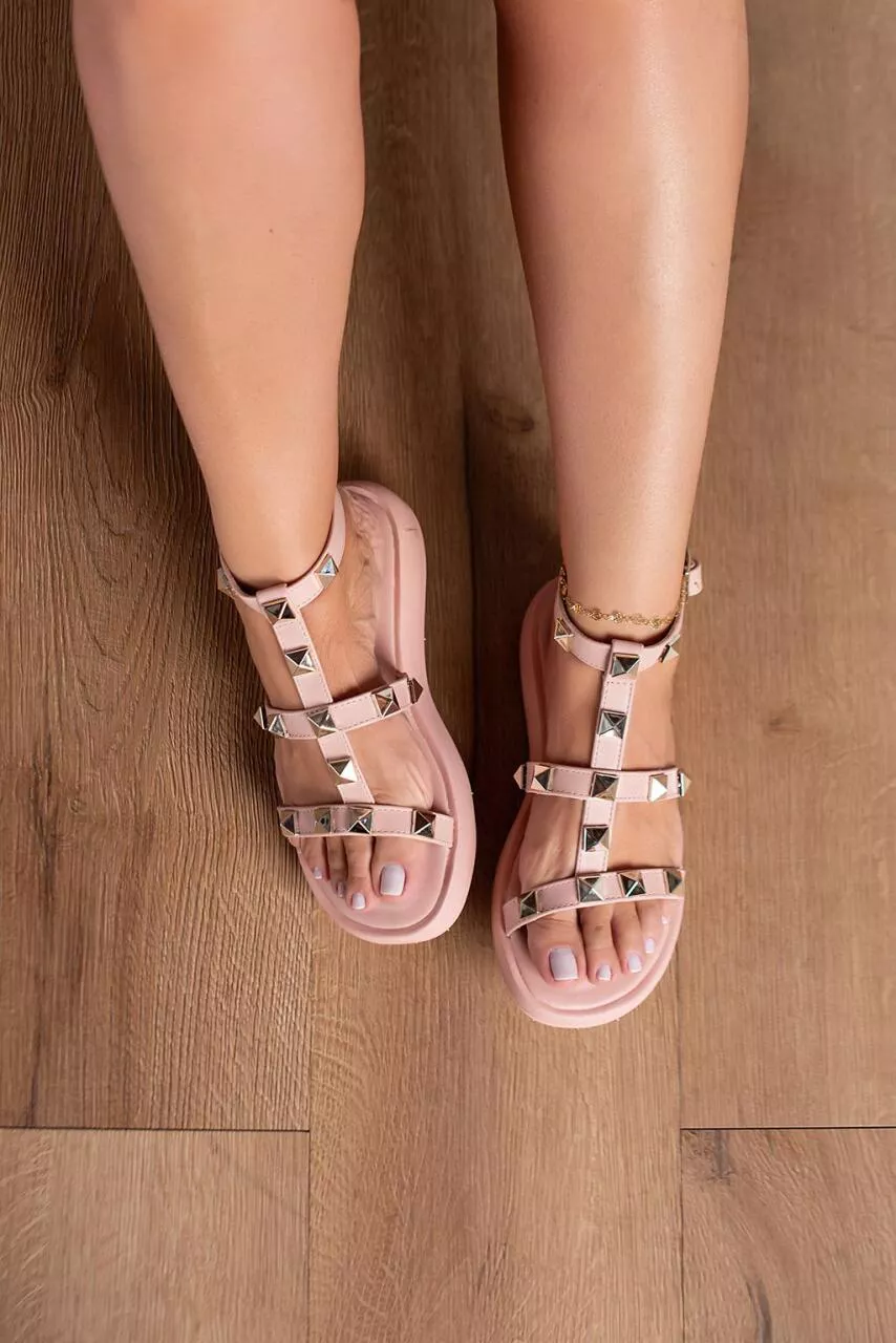 SANDÁLIA FLAT PIRÂMIDE 4CM_1898 - ROSE - CATALOGO DE MODELOS