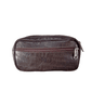 Necessaire Masculina de Couro Croco Marrom