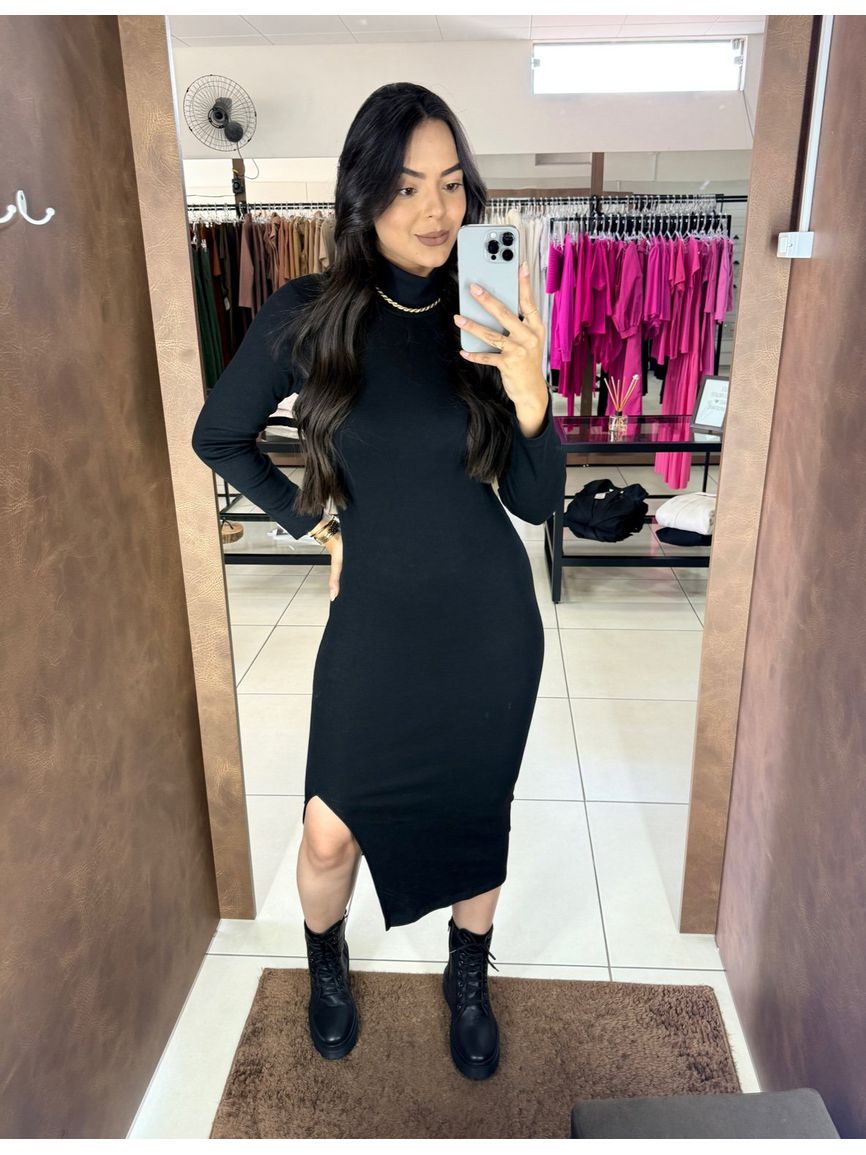 Vestido Midi Ayla - Preto - REAL STORE