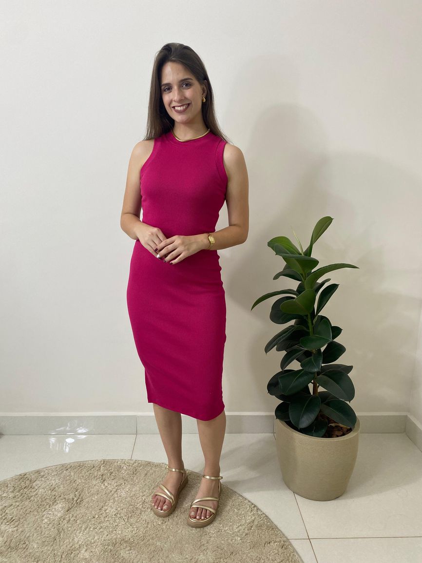 Vestido Canelado Juliana - pink - REAL STORE