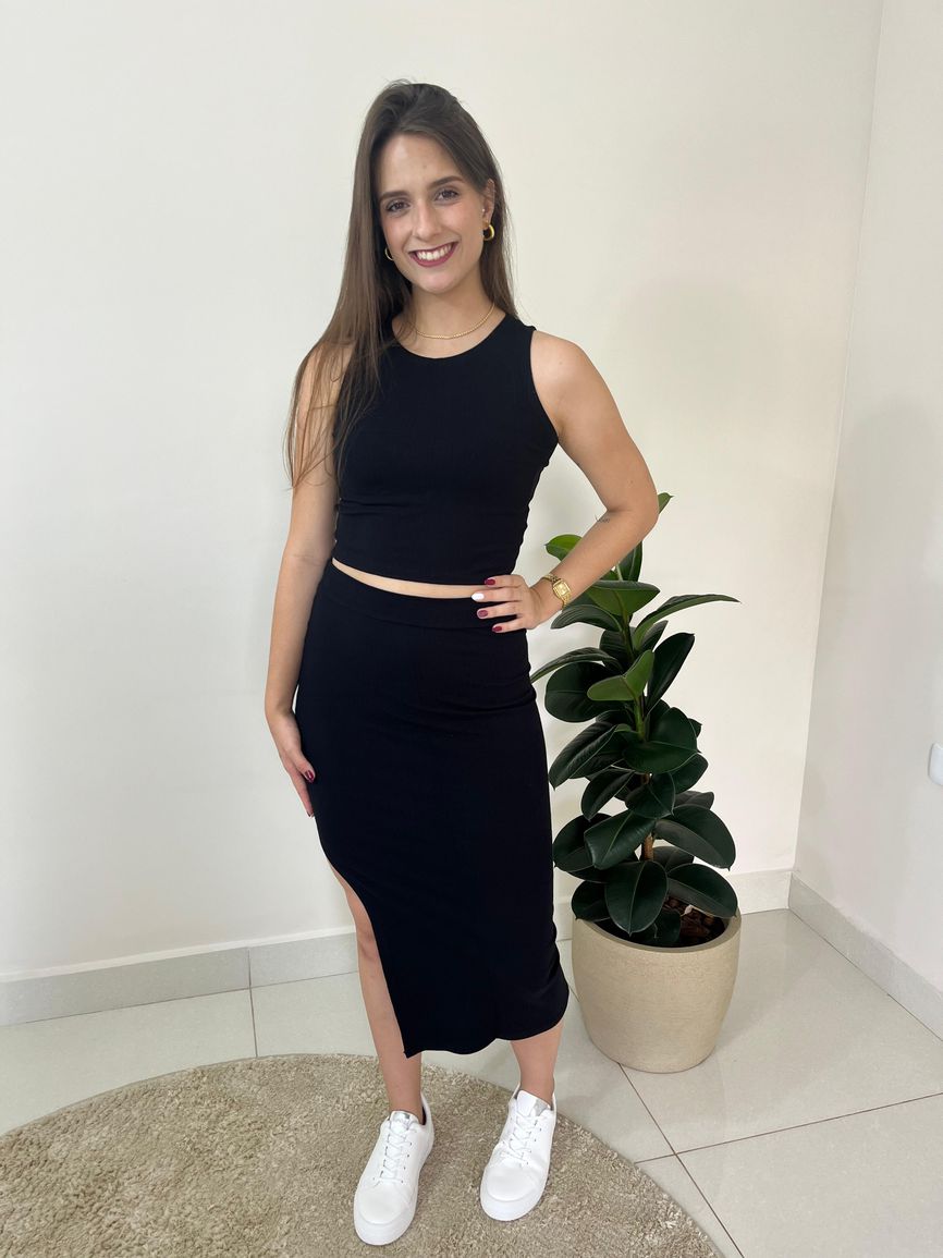 Conjunto Canelado Beatriz - Preto - REAL STORE