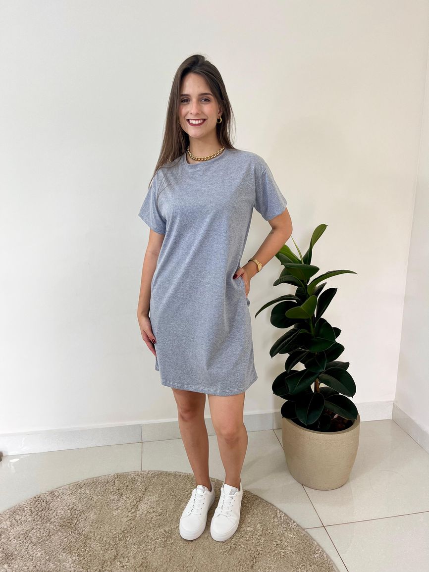 Vestido Básico Betina - Cinza - REAL STORE