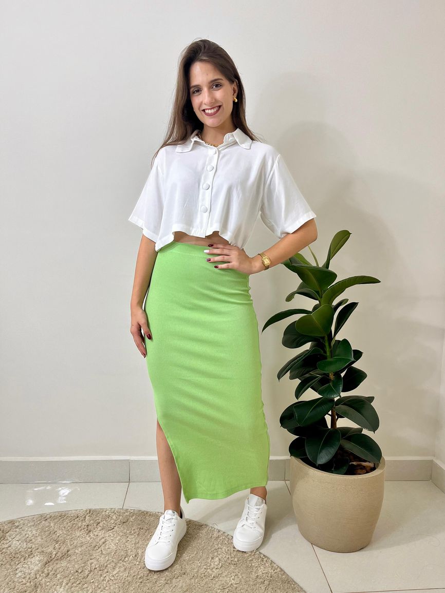 Saia Midi Loana - Verde Menta - REAL STORE