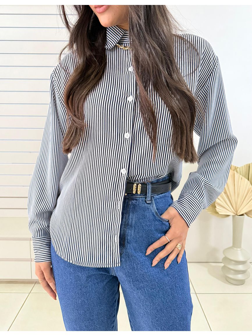 Camisa Listrada Katia - Azul - REAL STORE