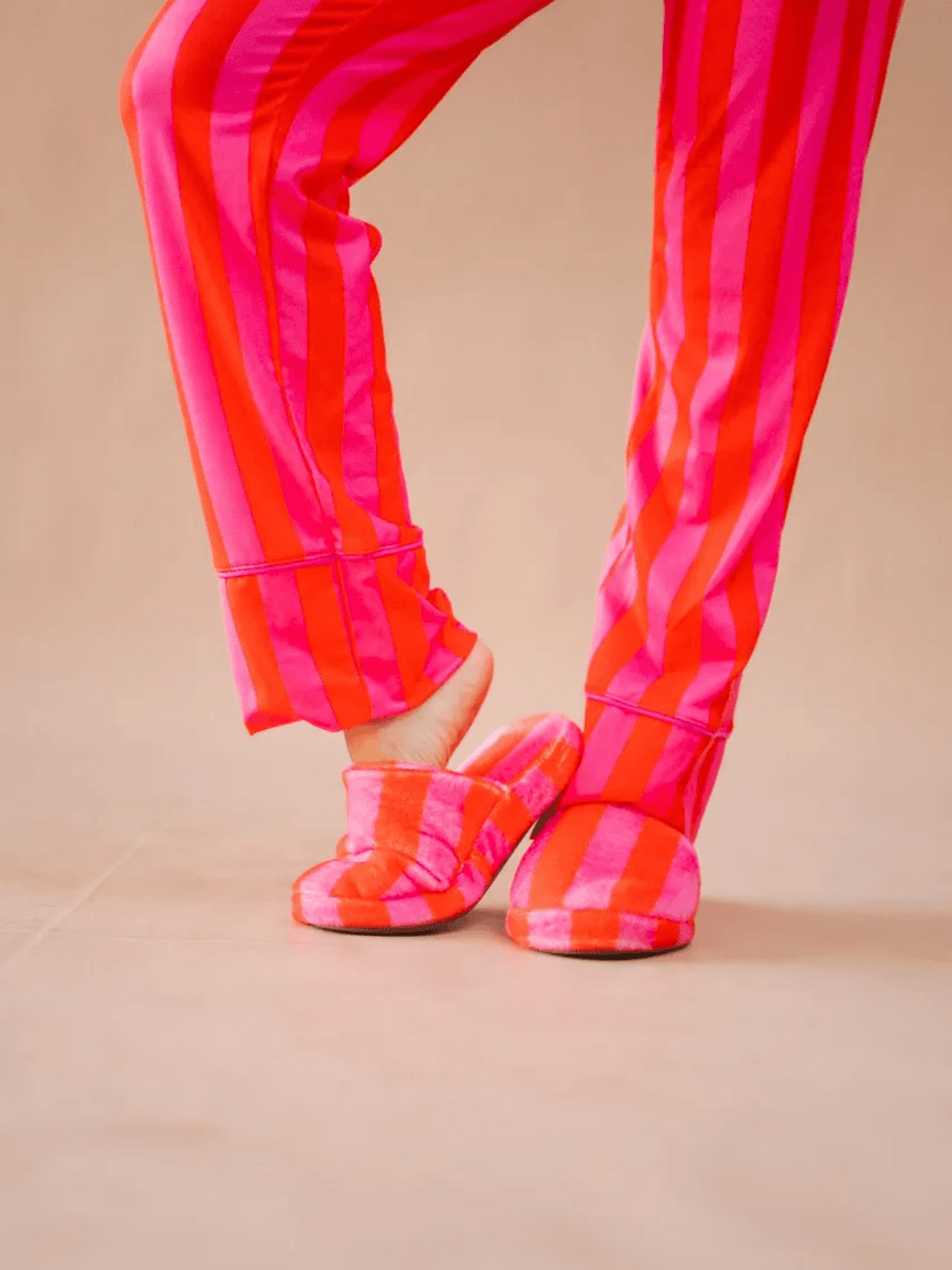 Pantufa Listrado Pink e Laranja - TUTTI AMI - Loja Oficial