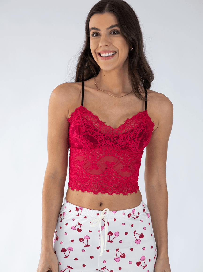 Top Cereja Em Renda Sem Bojo - TUTTI AMI - Loja Oficial