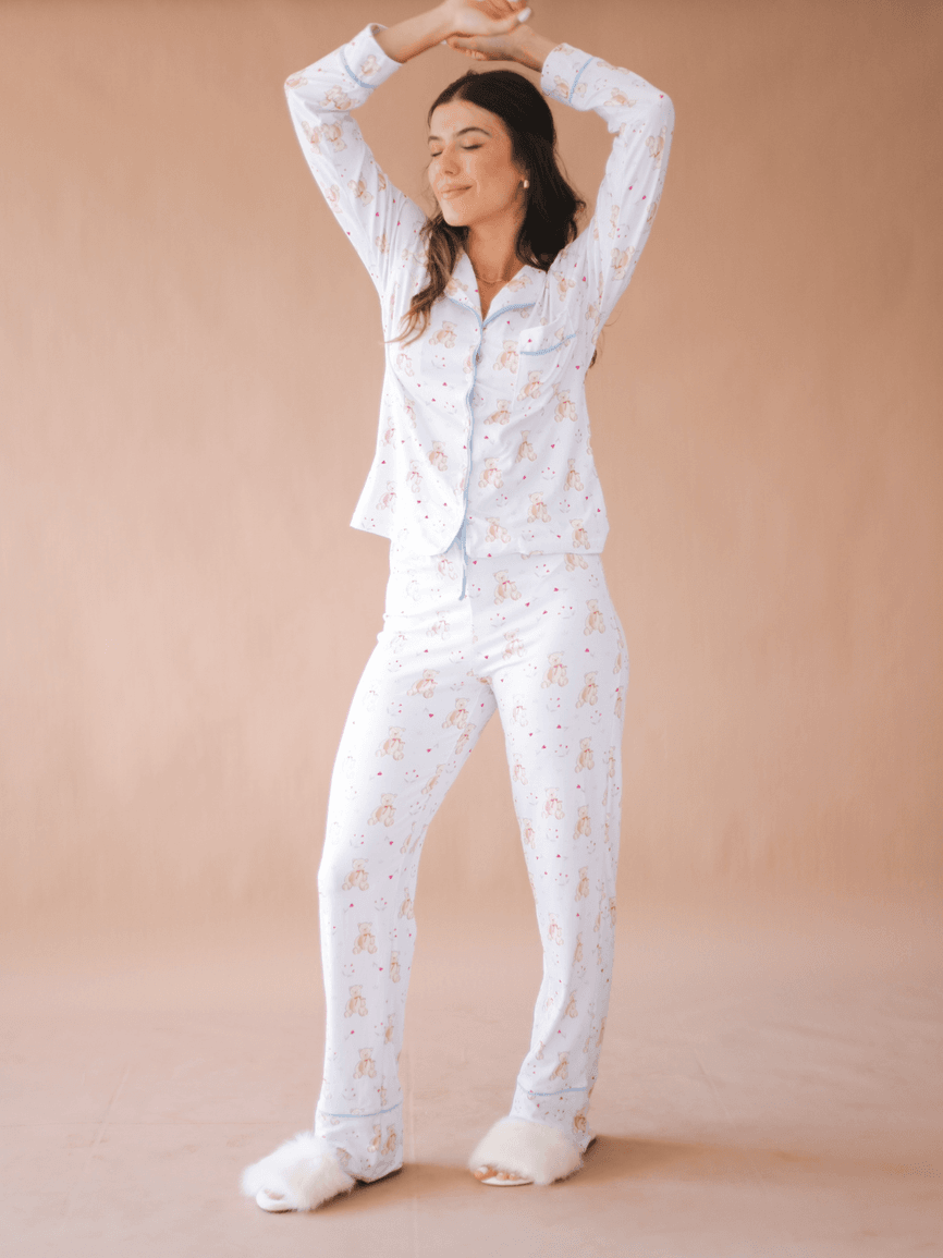 Pijama Feminino Americano Longo Aléxia Ursos Corações - TUTTI AMI