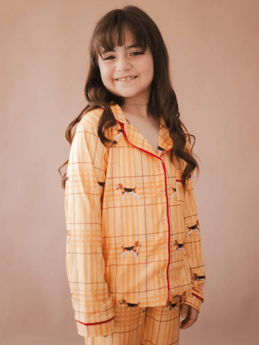 Pijama Infantil Unissex Americano Longo Beagle Amarelo - TUTTI AMI