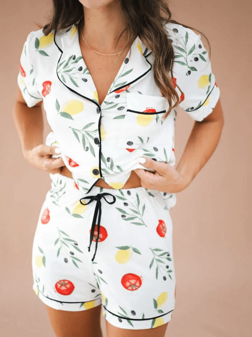 Pijama Feminino Americano Curto Agda Tomates - TUTTI AMI