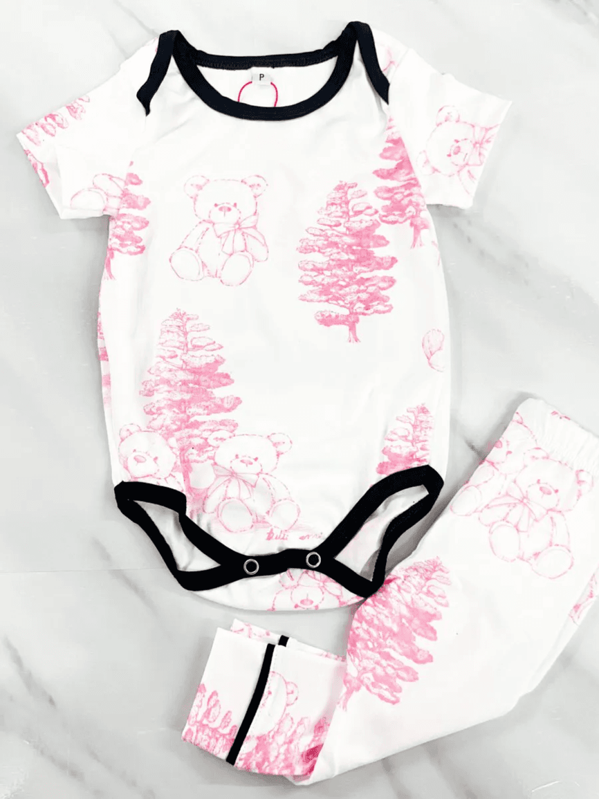 Pijama Body Bebê Curto Com Calça Toile Du Jouy - TUTTI AMI