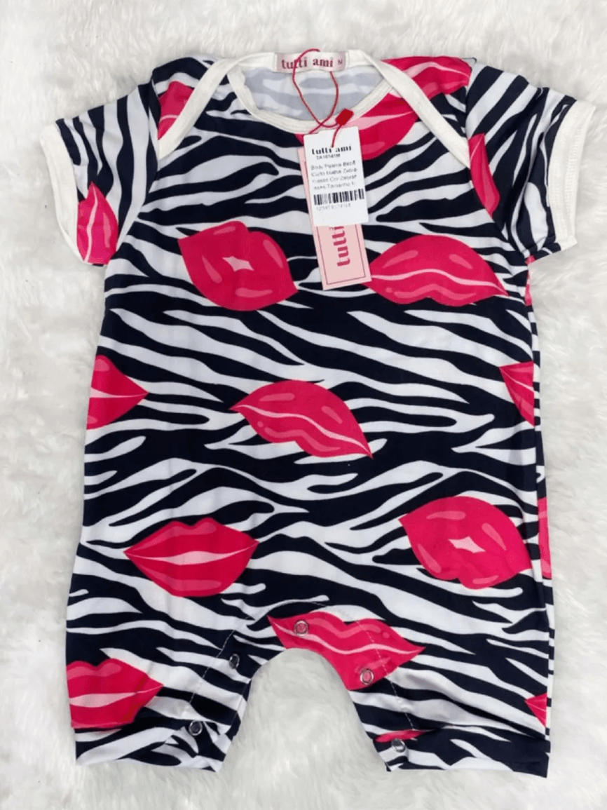 Body Pijama Bebê Curto Malha Zebra Kisses - TUTTI AMI