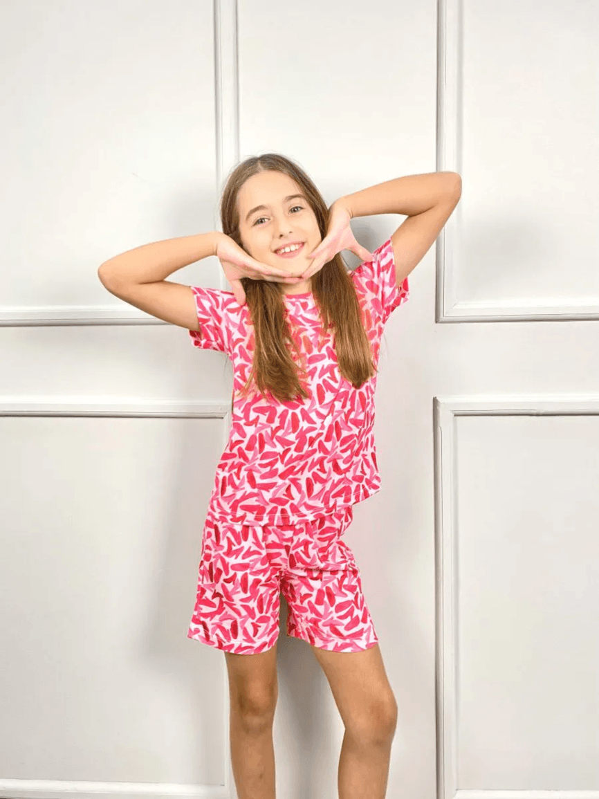 Pijama Curto Infantil Shoes Rosa - TUTTI AMI