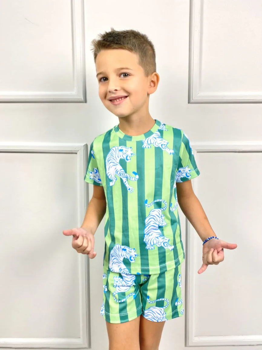 Pijama Curto Infantil Tigre Verde - TUTTI AMI